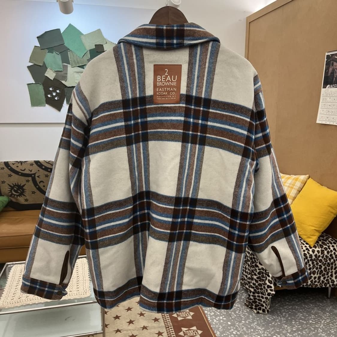 코닥 빈티지 캐주얼 컨트리 체크 울 모직 자켓 L C10147 상품이미지4