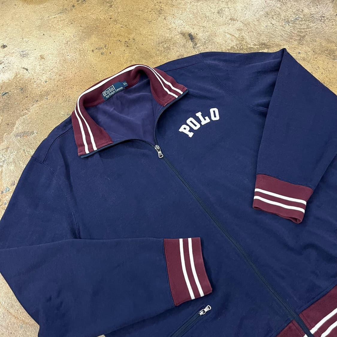 폴로 랄프로렌 네이비 버건디 코튼 면 집업  상품이미지1