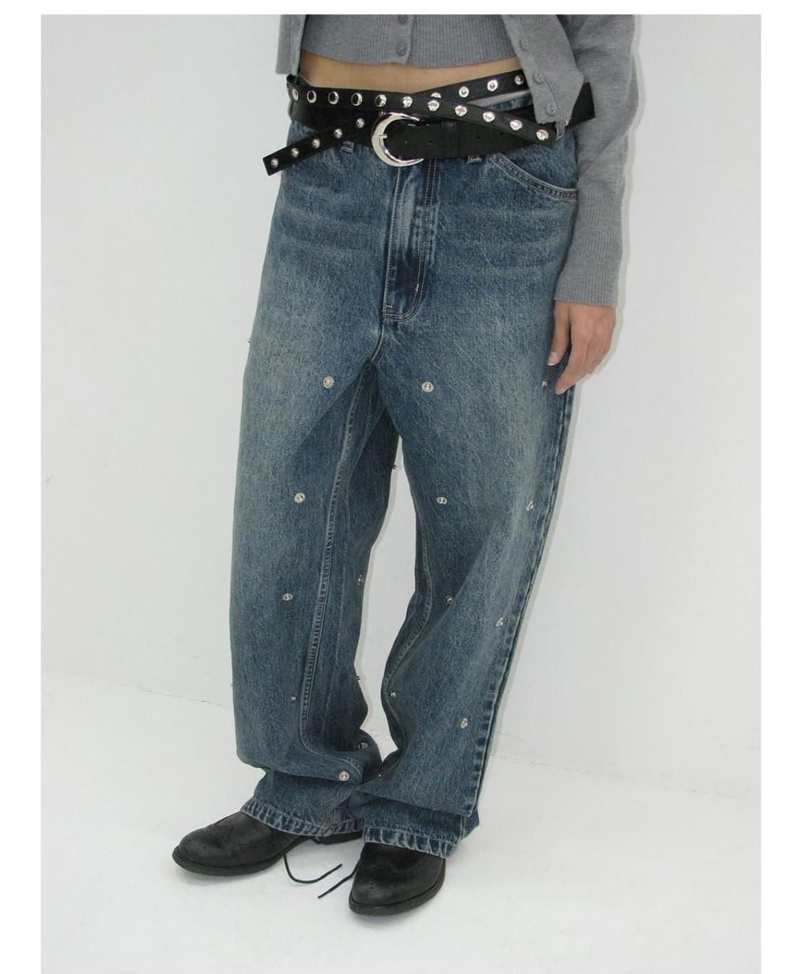 파르티멘토 우먼 트랜스폼 더블니 패치 진_다크 블루 M 상품이미지3