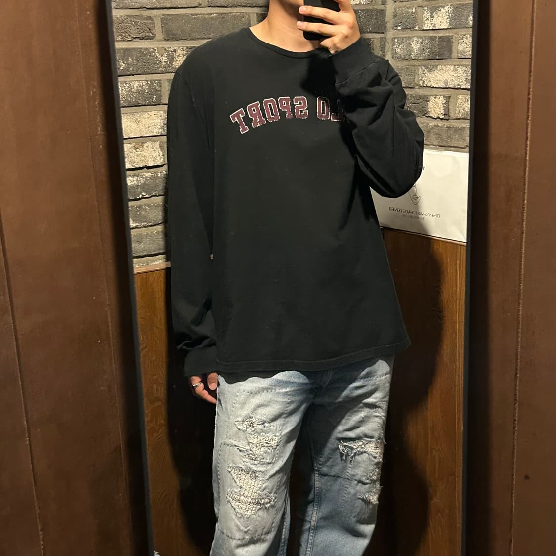 L) 폴로 스포츠 빈티지 롱 슬리브 긴팔 티셔츠 블랙 상품이미지6