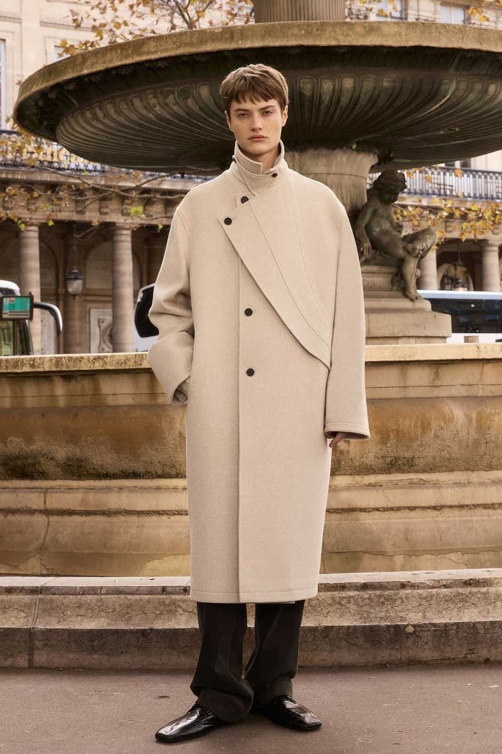 [M] STU 25FW 레이어드 라펠 코트 인 아이보리 상품이미지1