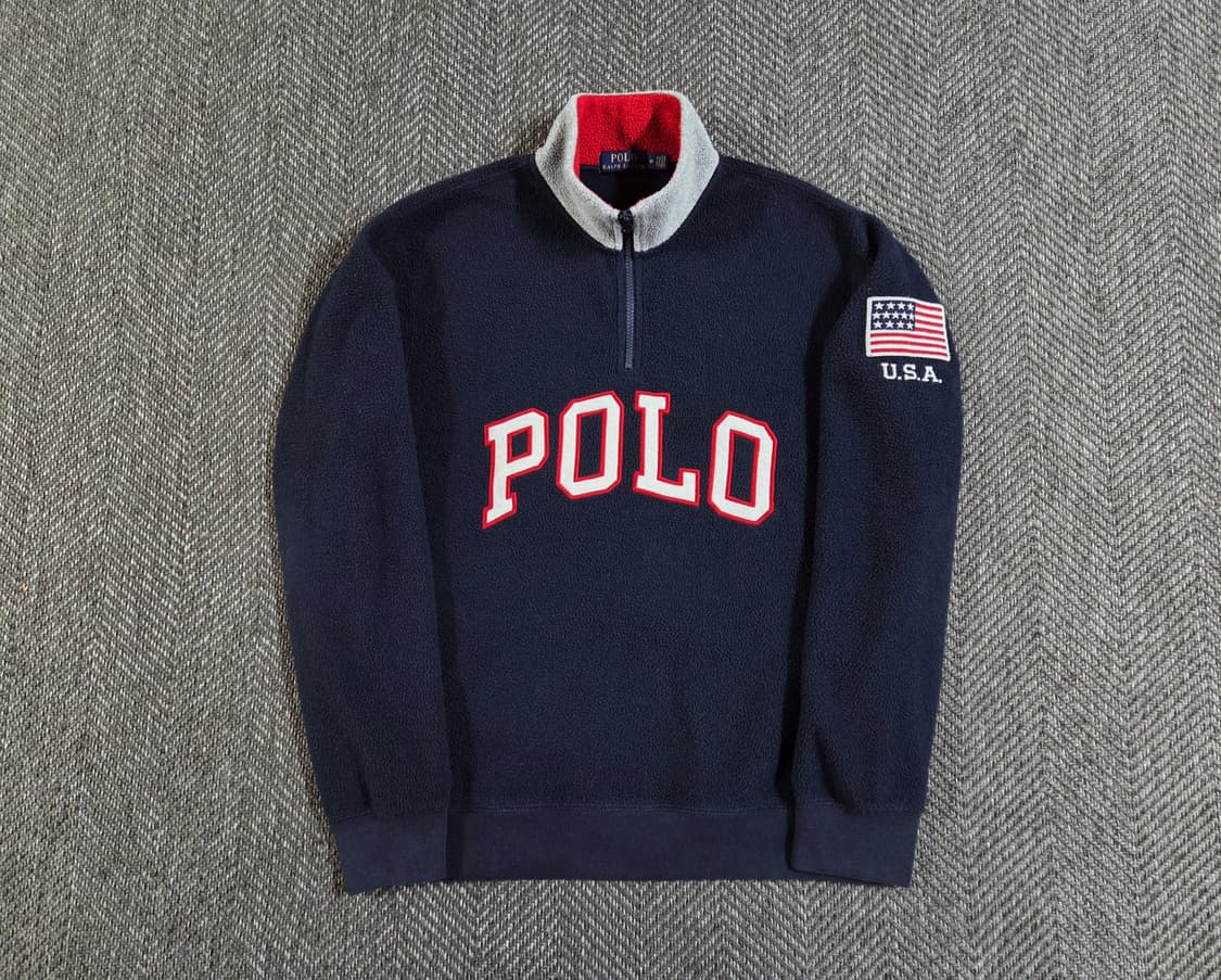 폴로 USA 성조기 네이비 신형 플리스 하프집업 상품이미지1