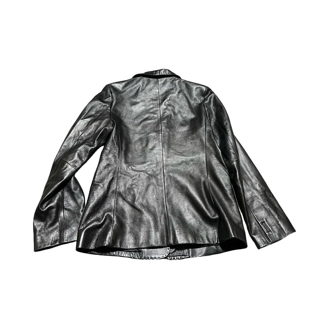 우영미 블랙 가죽 레더 블레이저 자켓 빈티지 상품이미지2