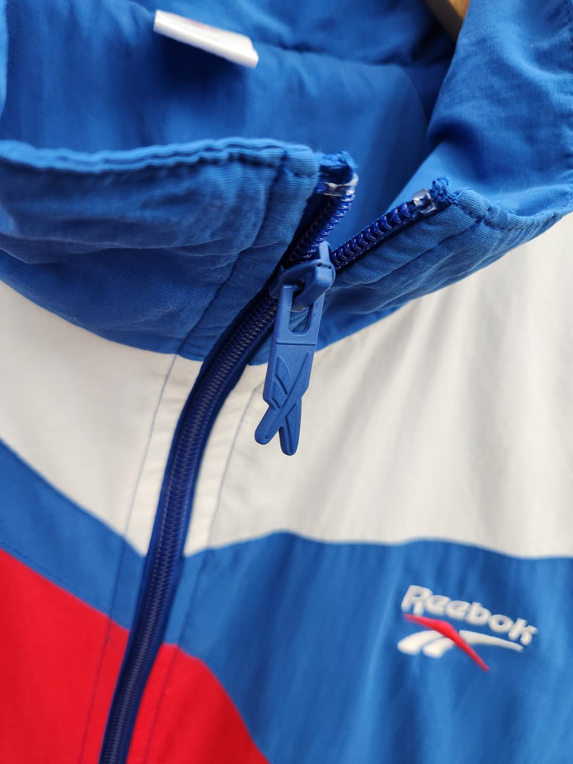 리복 블루 레드 화이트 배색 빅로고 올드스쿨 집업 상품이미지6