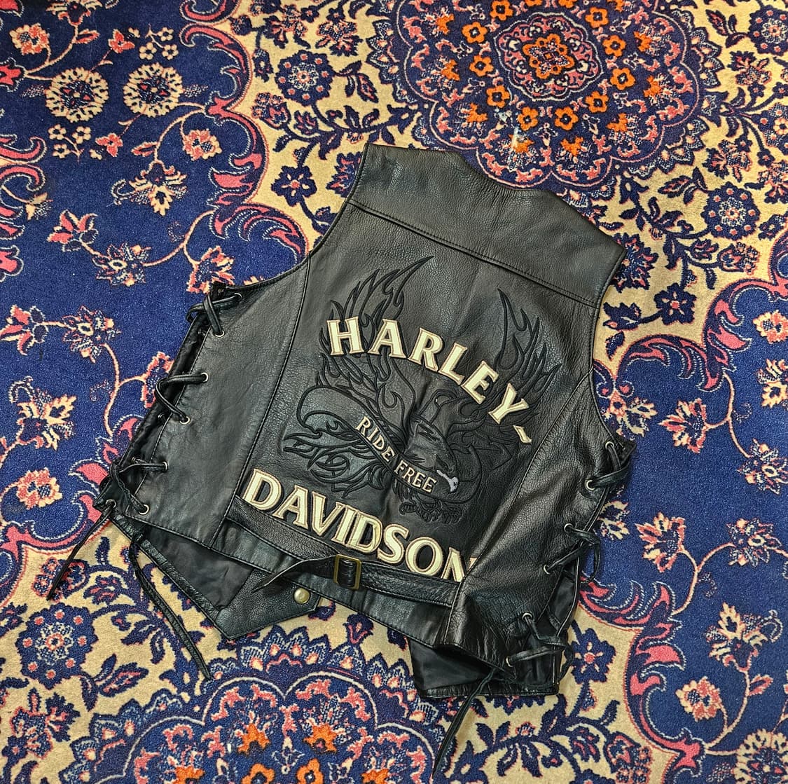 할리데이비슨 90~00’s 소가죽 빅로고 베스트 자켓  상품이미지3