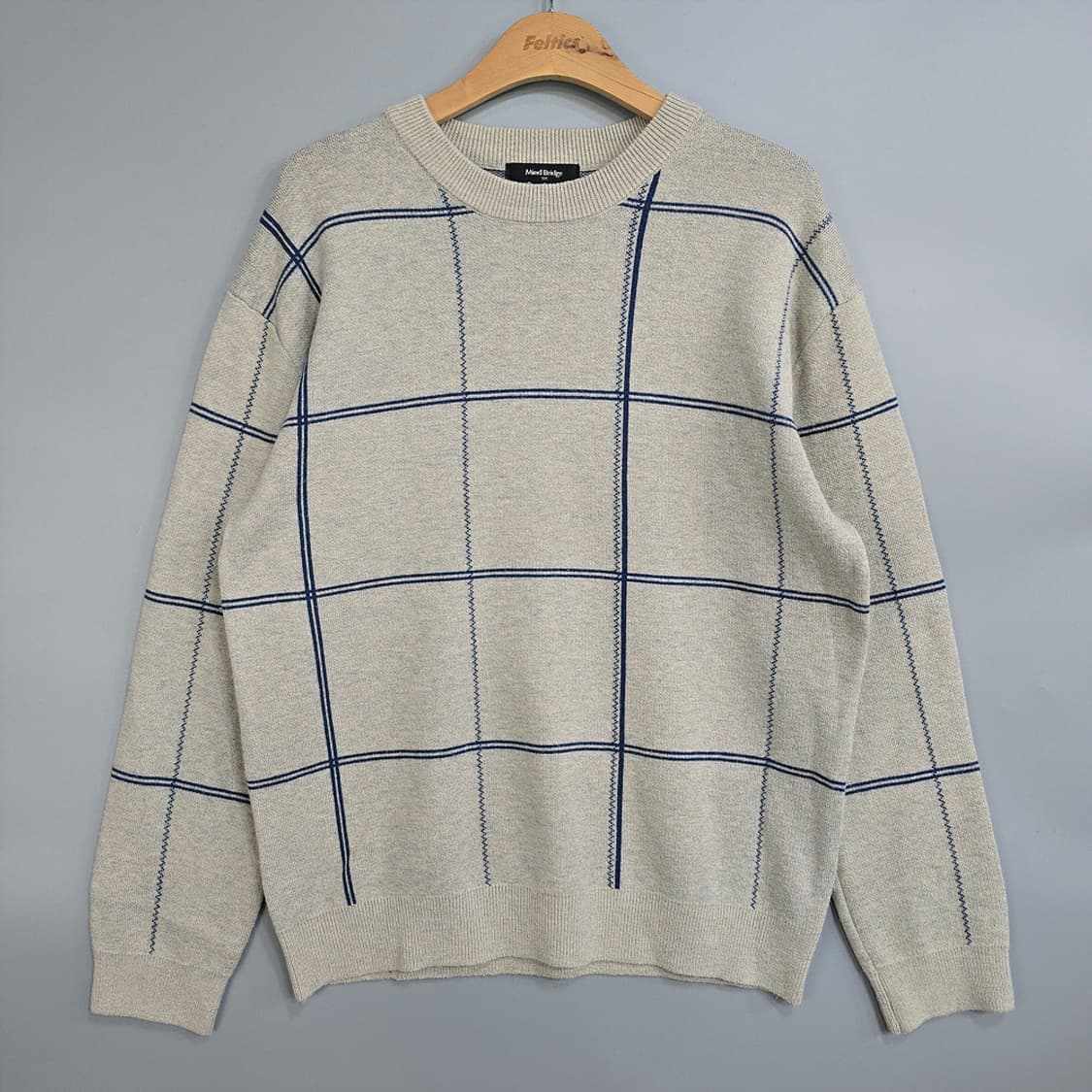 마인드브릿지(Mind Bridge) 체크 니트 스웨터 100 상품이미지1