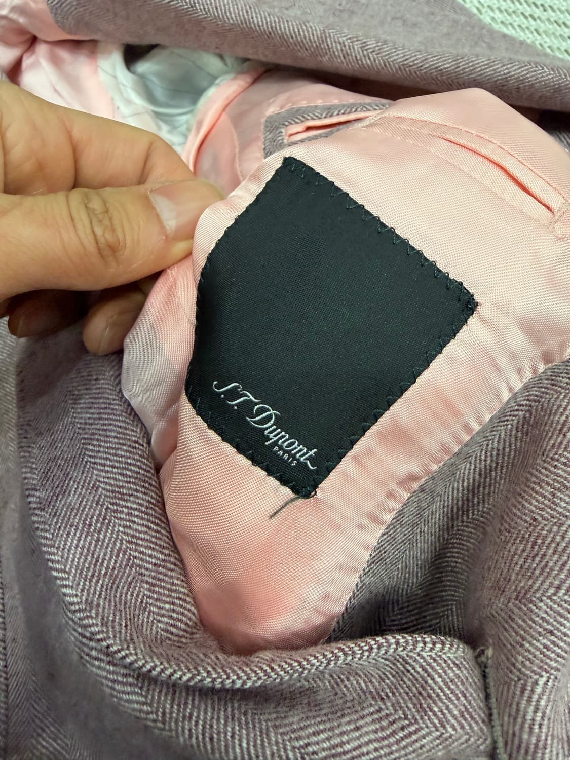 정품) S.T 듀퐁 헤링본 더블 브레스티드 자켓 46 상품이미지6