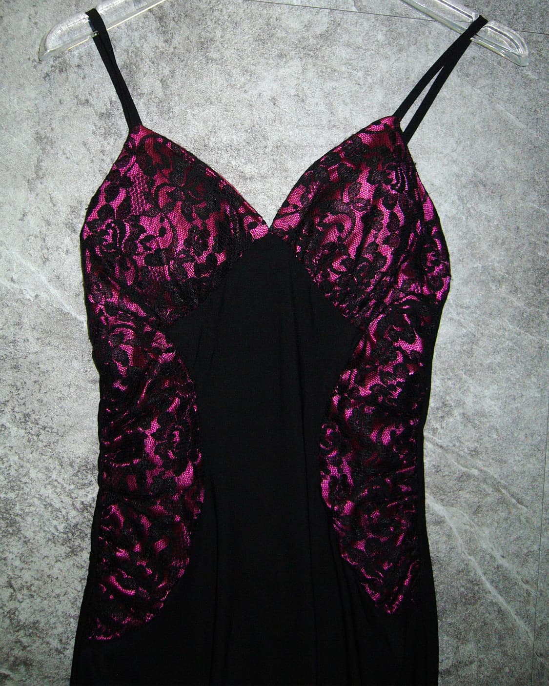 Pink Black Lace Long Dress 상품이미지4