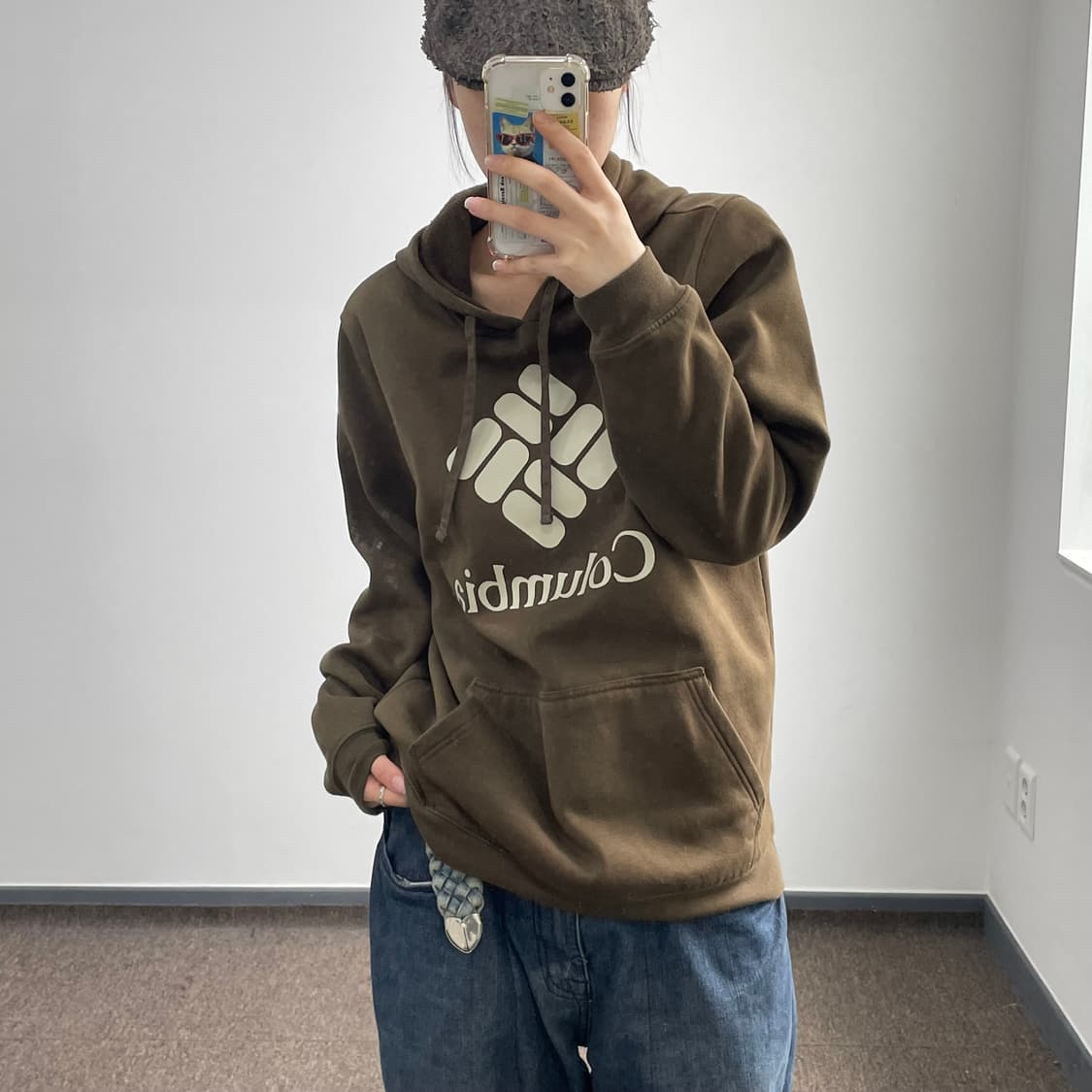 Columbia 콜롬비아 빅로고 카키 후드티 상품이미지2