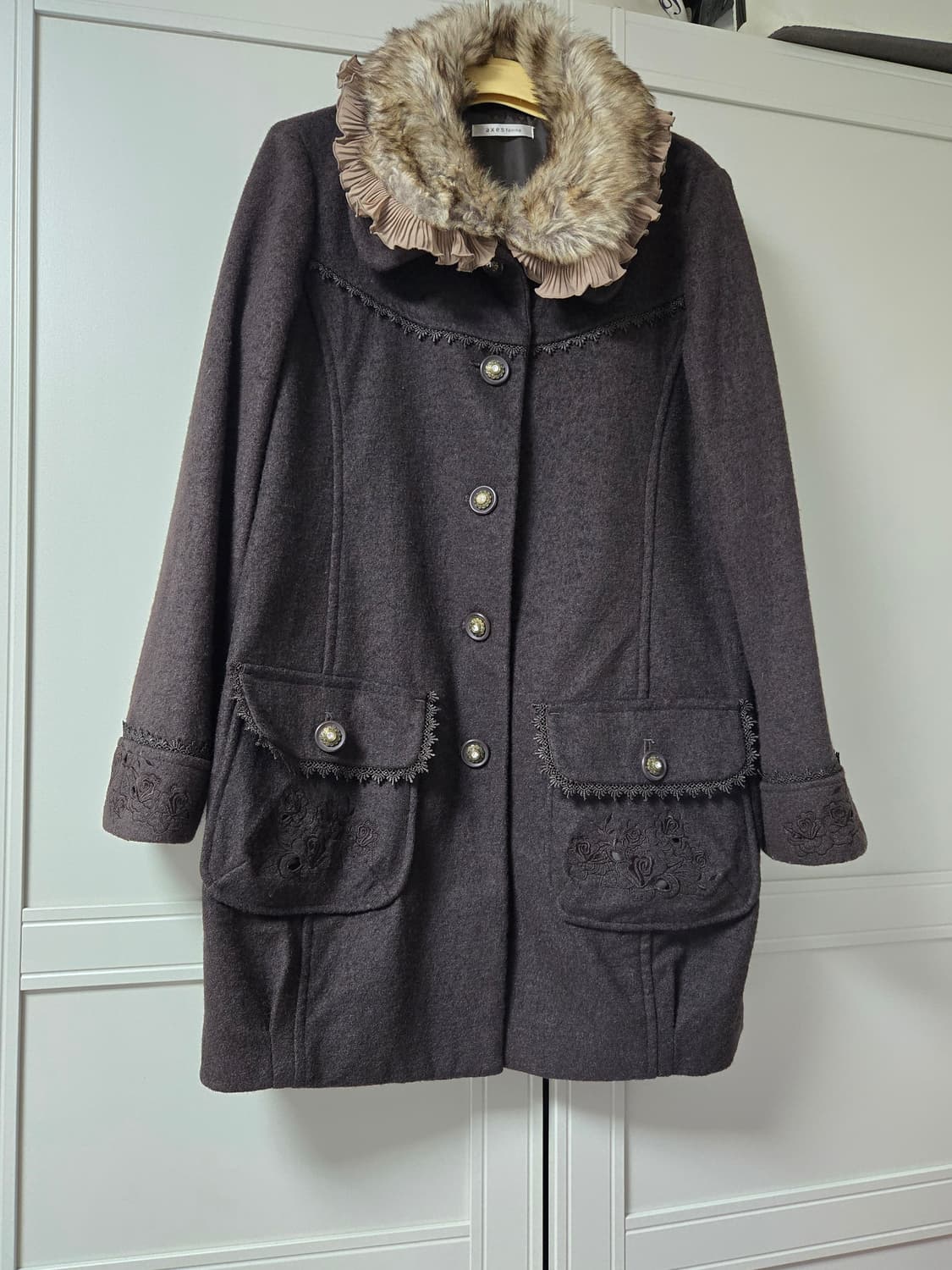 엑시즈팜 엑팜 브라운 초코 라떼 갸루 코트 모리걸 상품이미지1