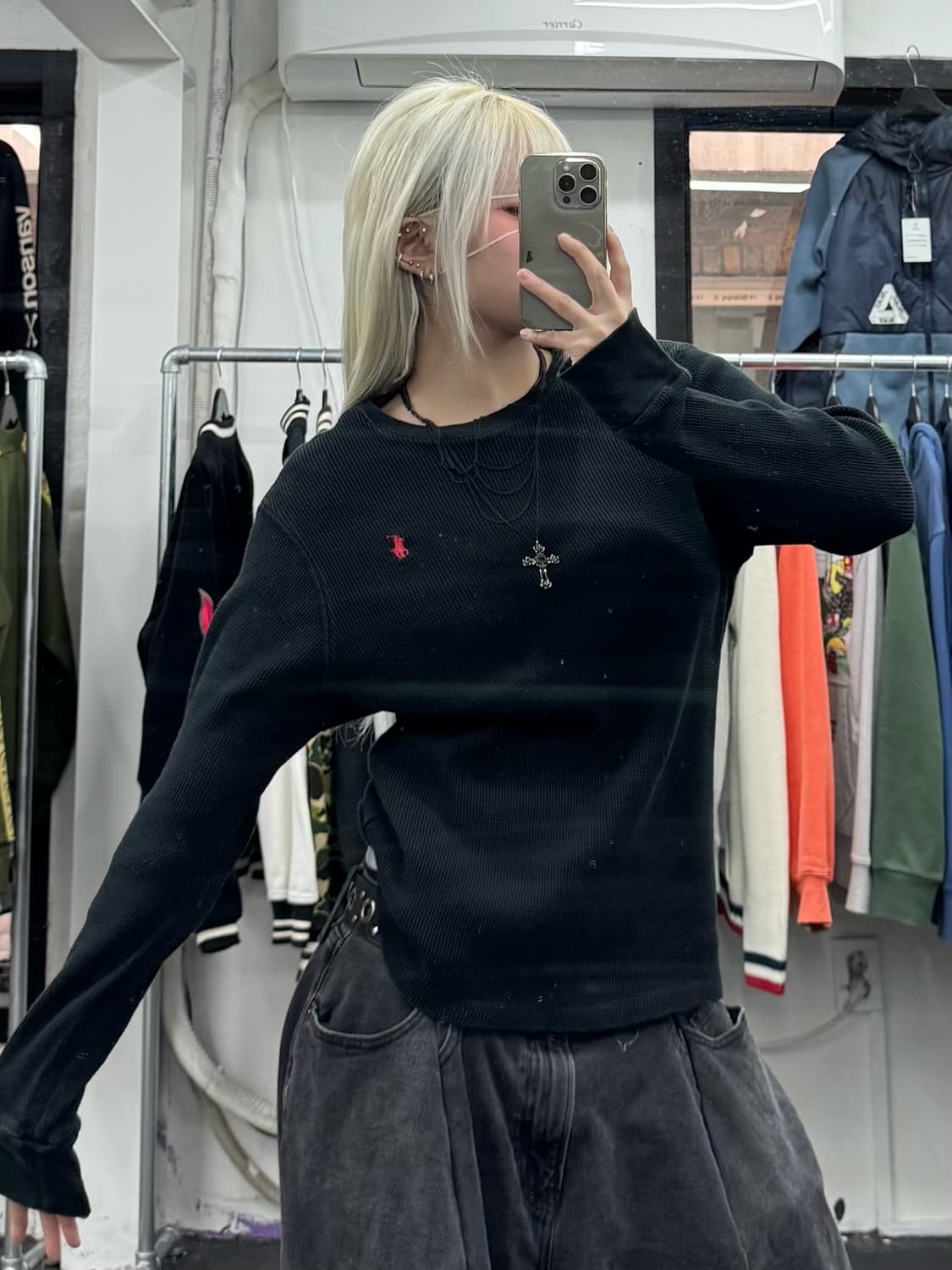 폴로 랄프로렌 블랙 와플 롱슬리브 상품이미지3