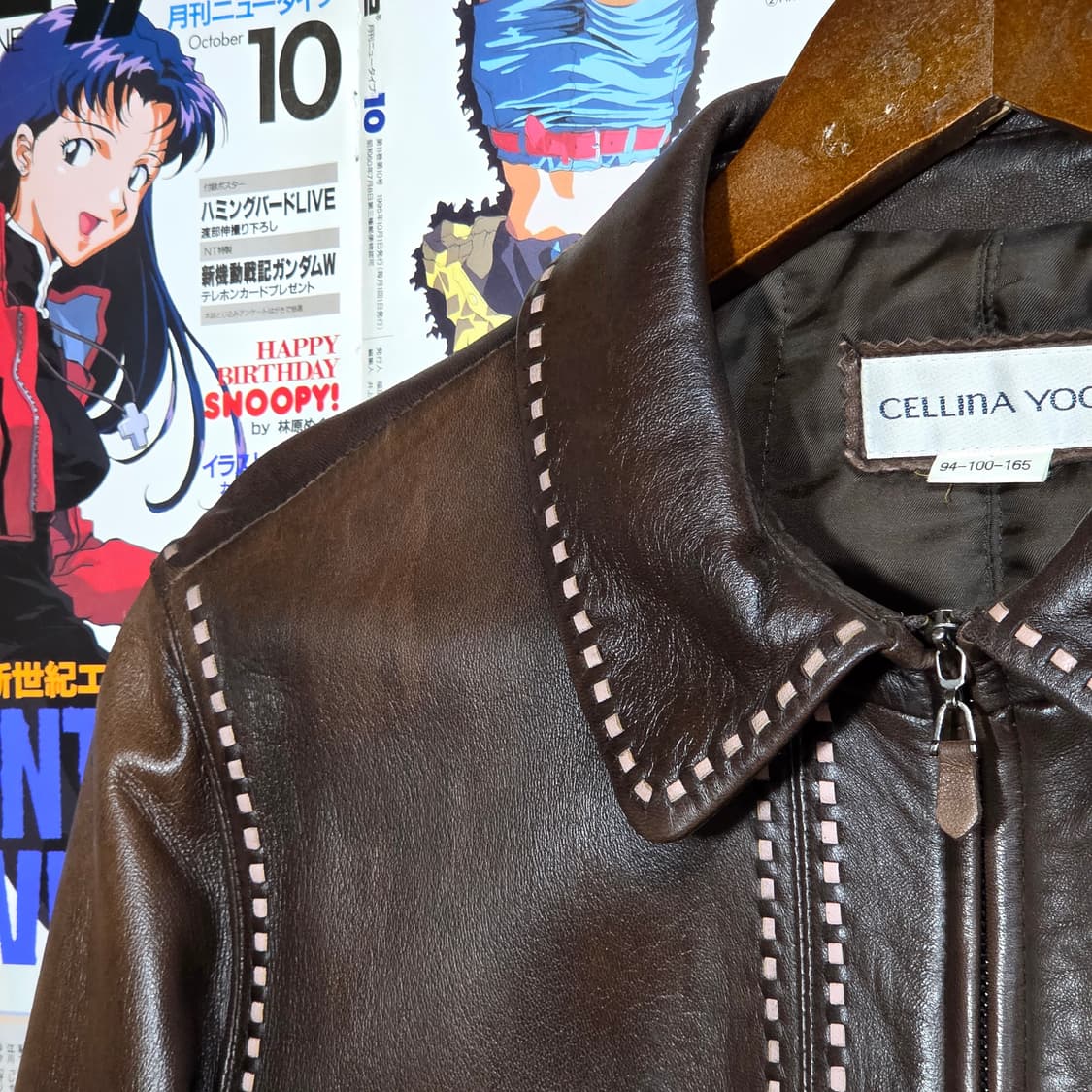 빈티지 브라운 핑크 스티치 웨스턴 양가죽 자켓 상품이미지3