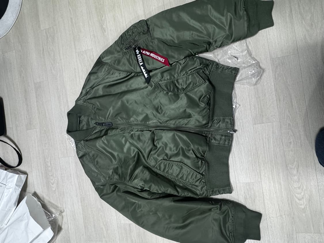 [L] 알파인더스트리 MA-1 사이드지퍼 세이지 그린 카키 봄버 상품이미지1