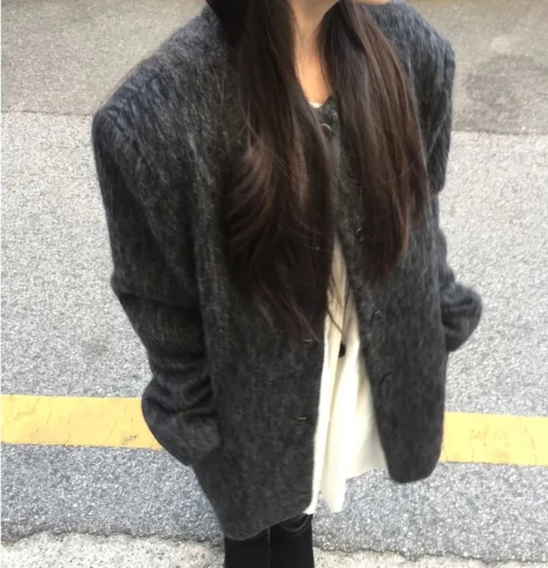 모헤어 노카라 라운드 자켓 상품이미지1