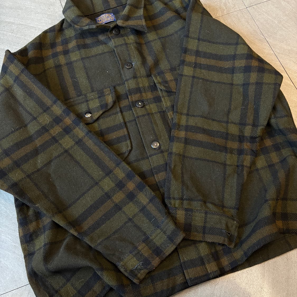 80년대 미국 생산 펜들턴 체크 울 체크 CPO 셔츠 자켓 상품이미지7