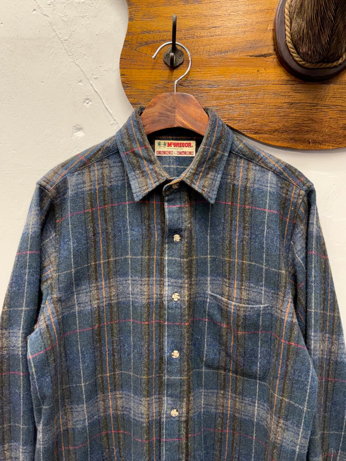 90s McGREGOR Wool Blend Plaid Shirt 상품이미지2