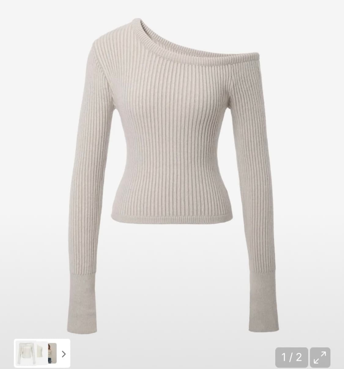 카키포인트 언발란스 니트 아이보리 상품이미지1