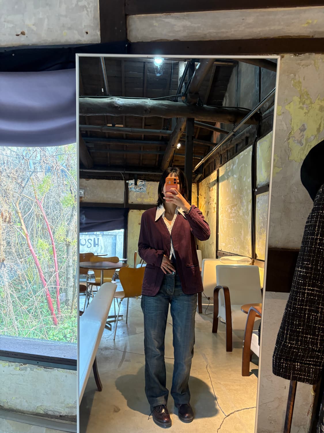 버건디 스트라이프 코튼 가디건 상품이미지1