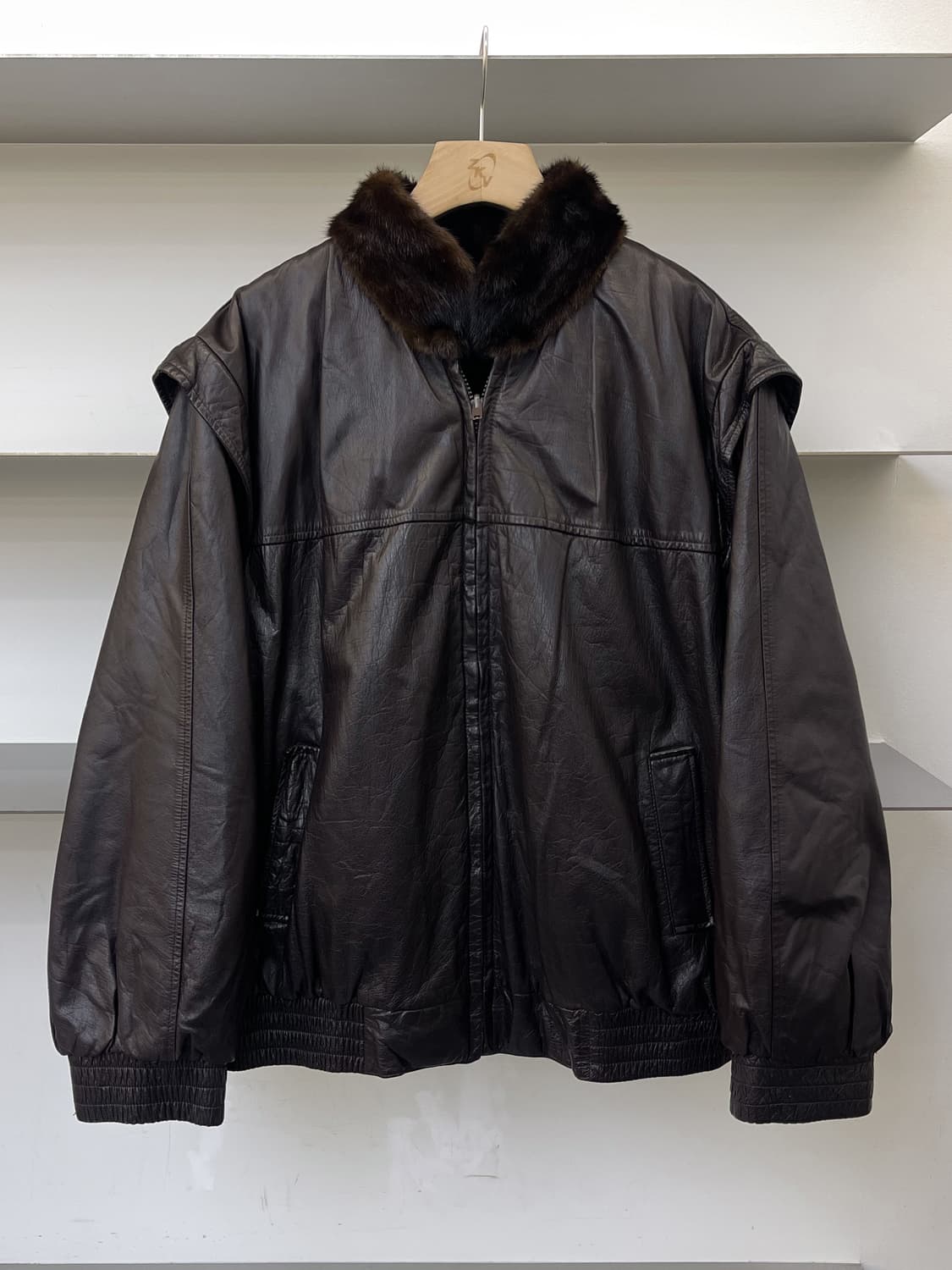 빈티지 리버시블 밍크 퍼 레더 자켓 상품이미지4