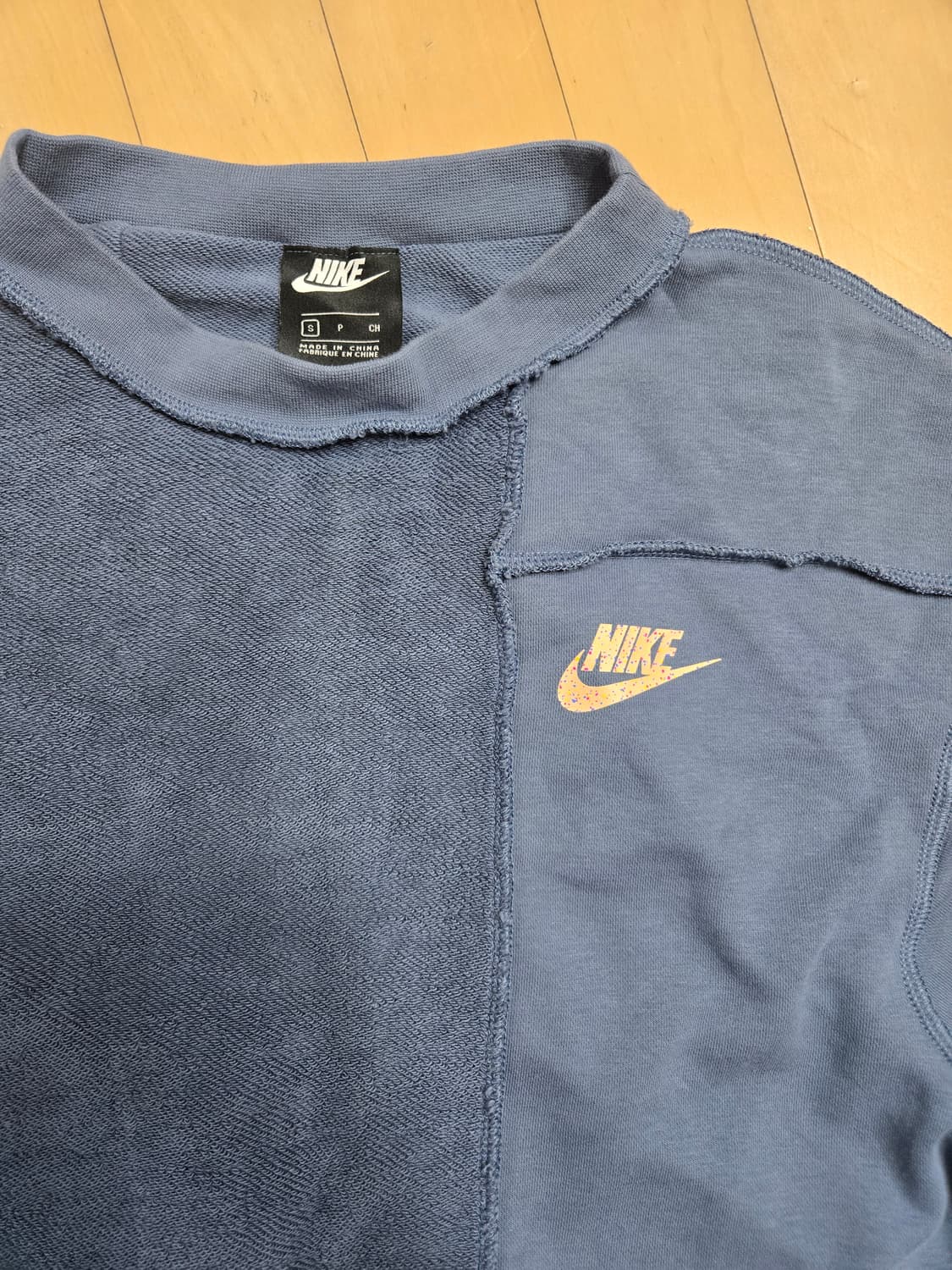 나이키 블루 패치워크 맨투맨 티셔츠 S 상품이미지2