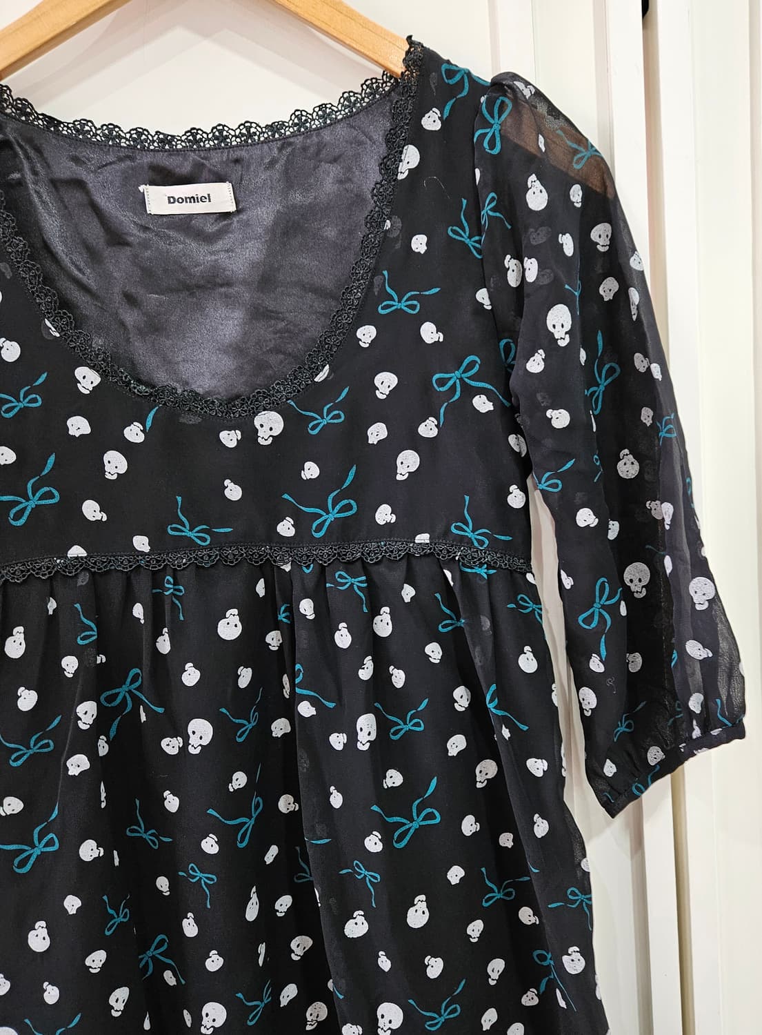 스컬 리본 쉬폰 원피스 상품이미지2