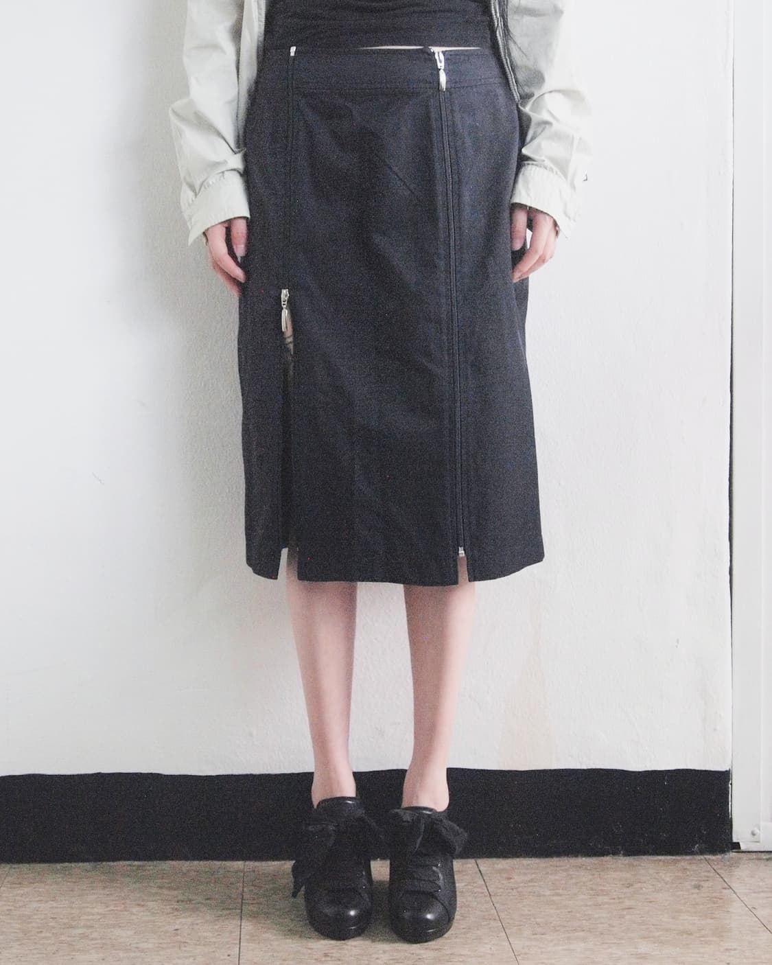 maurice abot 언밸런스 프론트지퍼 나일론 스커트 상품이미지3