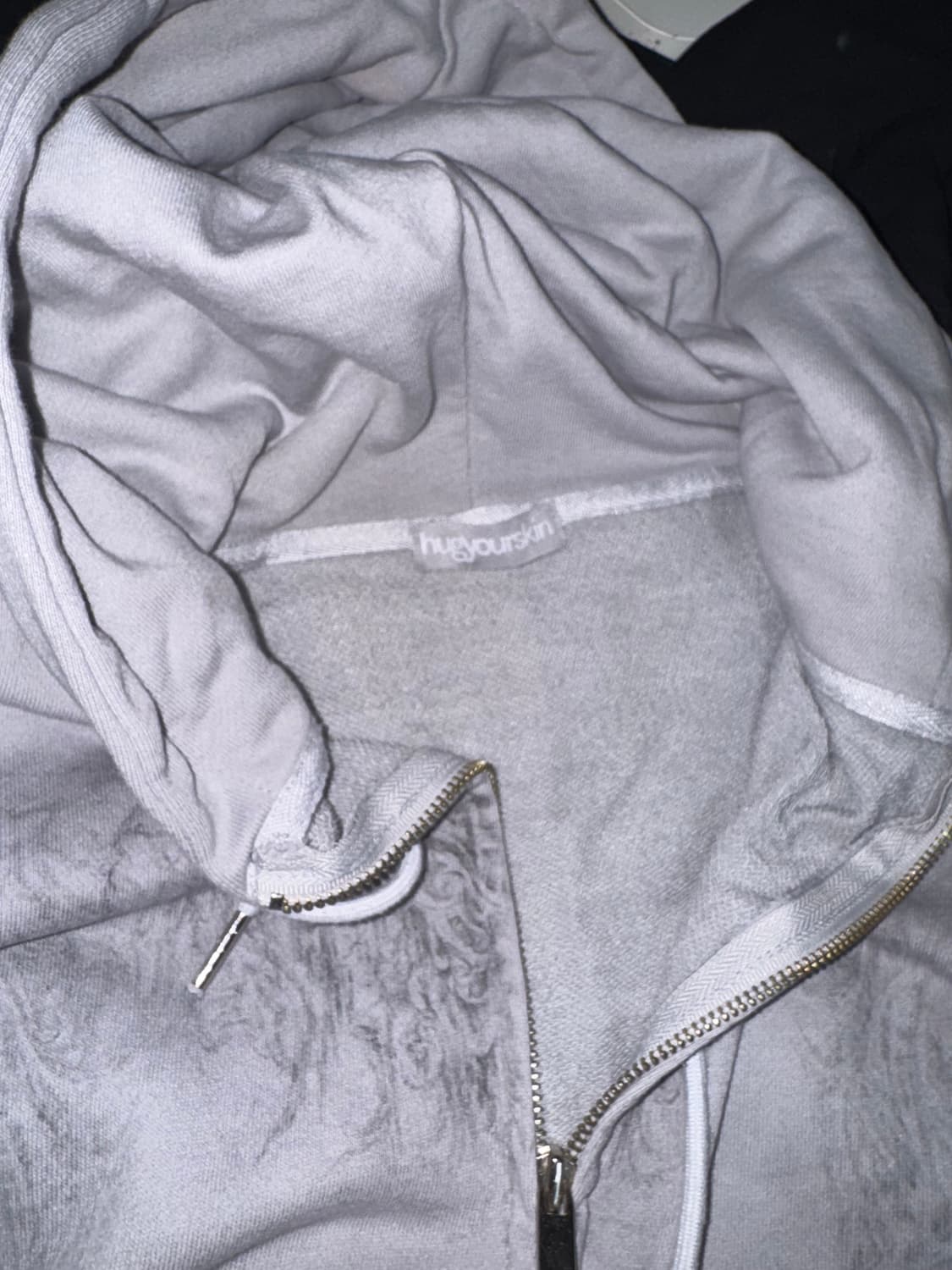Skully crop hoodie zip-up in Gray 상품이미지4