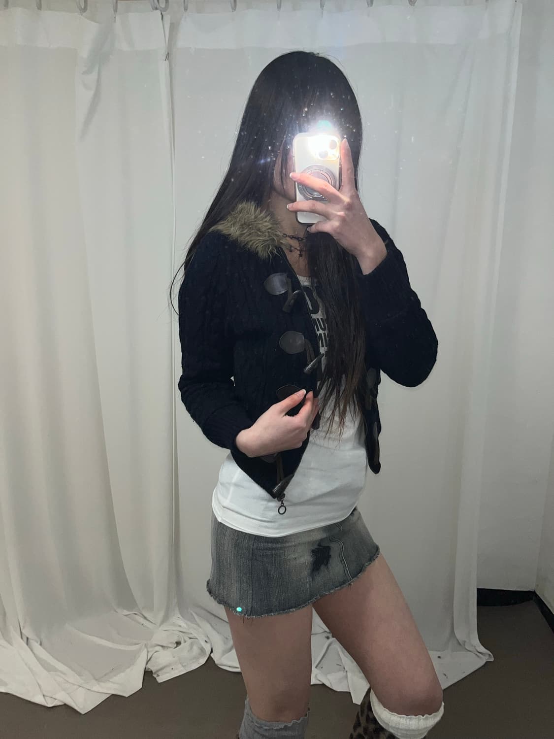 울프죠 꽈배기 니트 후드집업 상품이미지9