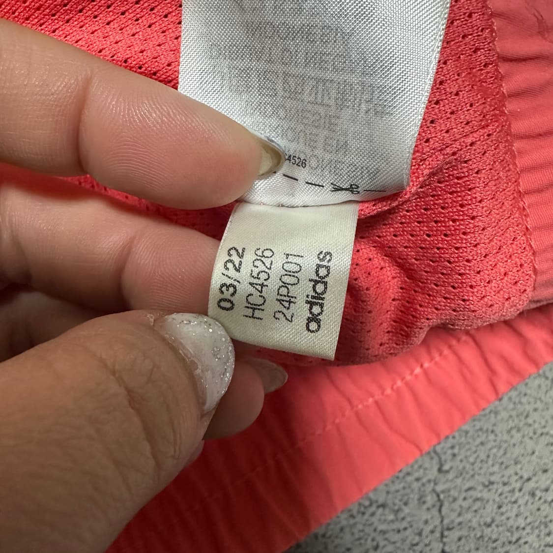 ✨ (바배) 아디다스 빅로고 핑크 배색 우븐 바람막이 (160) 상품이미지5