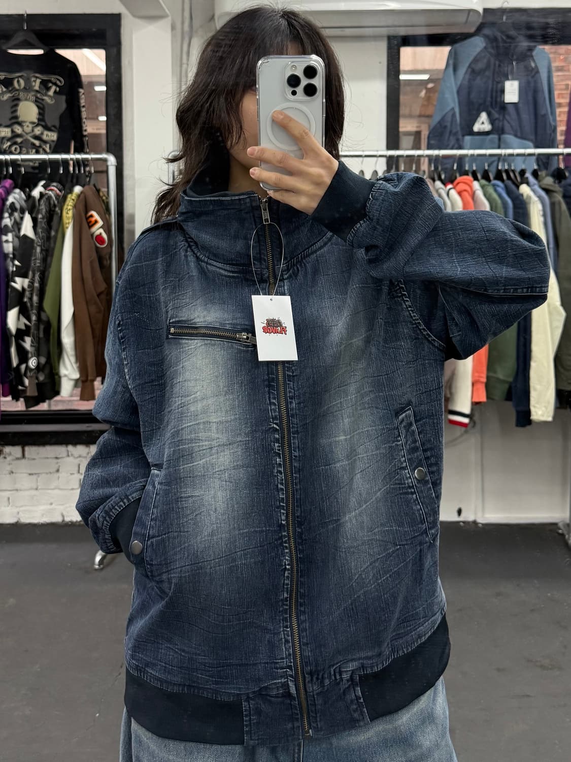 VTG 하이넥 후드 데님자켓 상품이미지2