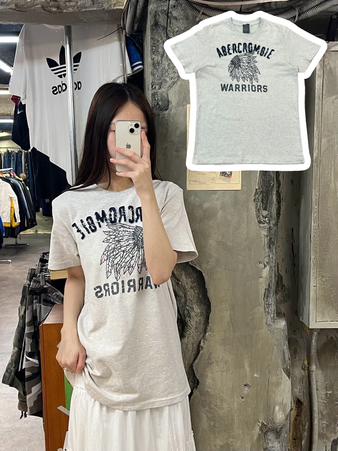 아베크롬비 인디언 반팔티 그레이 M #csz855 상품이미지1