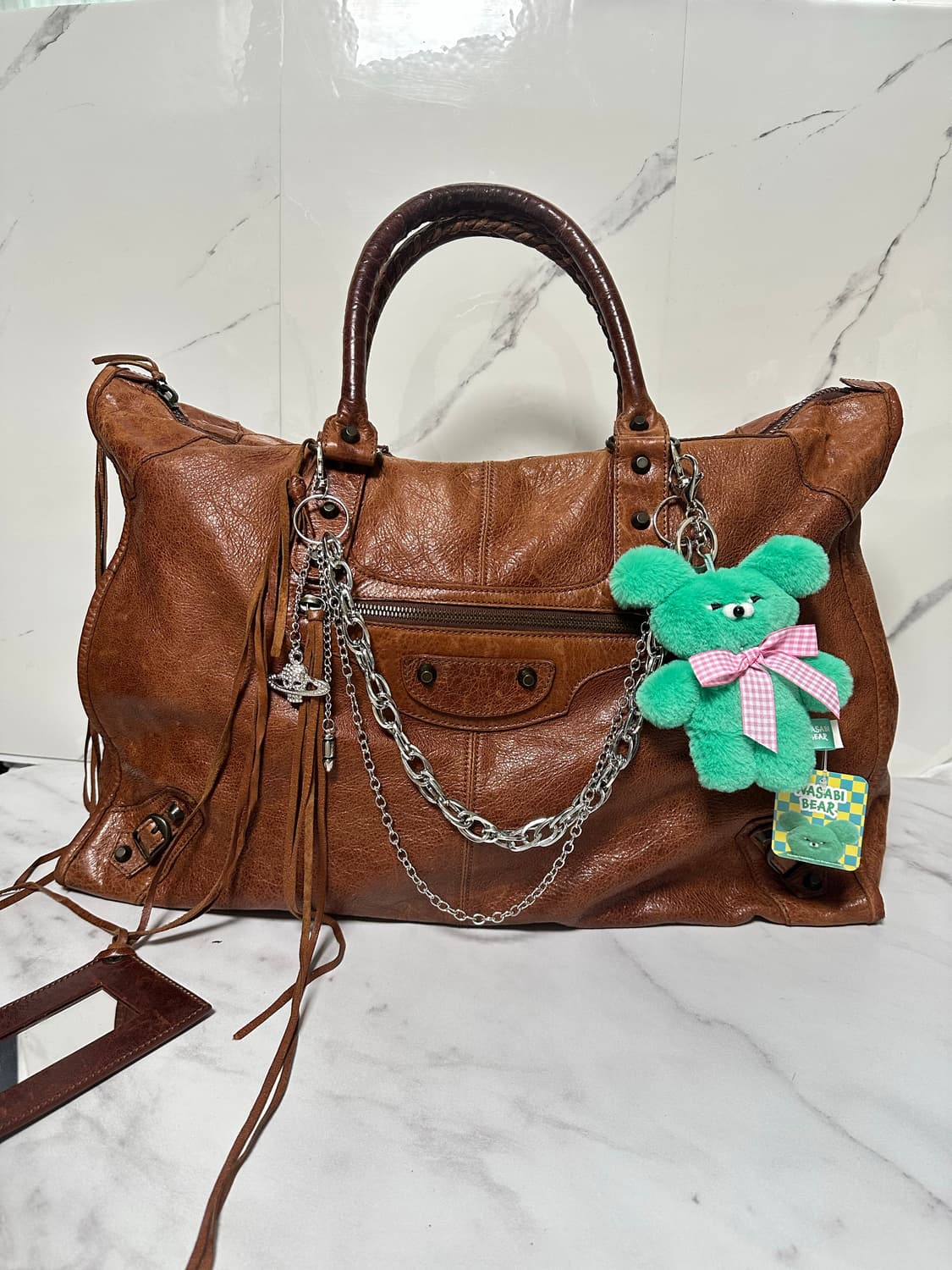 ❌거래중[A 정품] 발렌시아가 시티 모터백 위켄더 브라운 상품이미지1