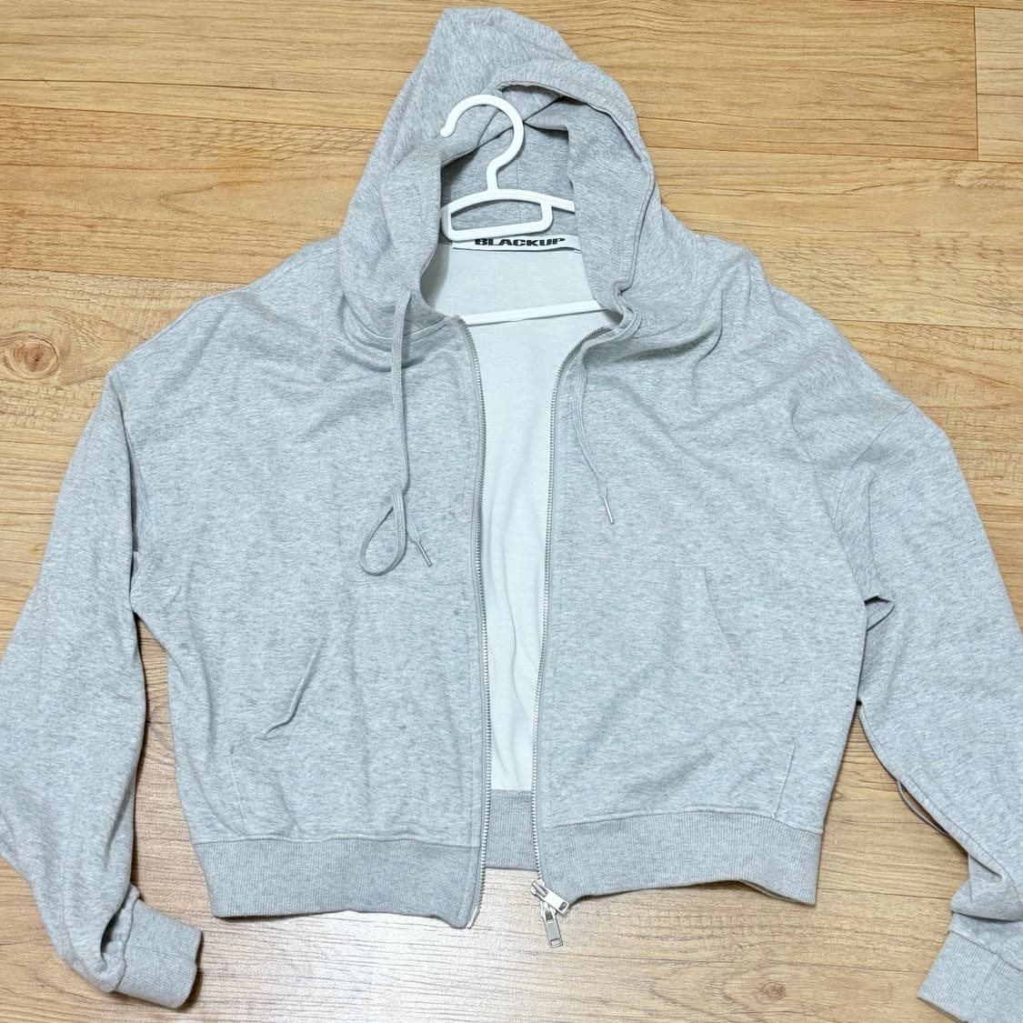 블랙업 에어스웨트 루즈핏 후드집업 멜란지그레이 상품이미지3