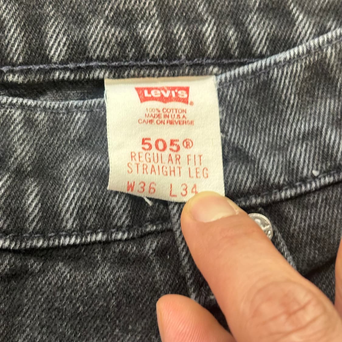 90s USA🇺🇸 리바이스 505 오렌지 탭 블랙 흑청 상품이미지4
