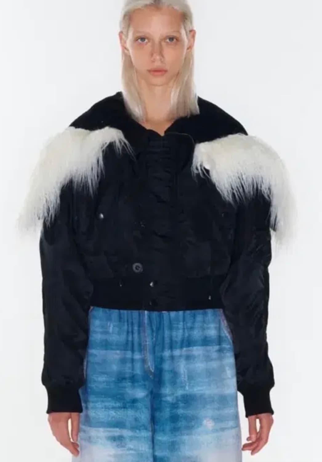 FAUX FUR ZIPPER HOOD ma1 BLACK  1 상품이미지1