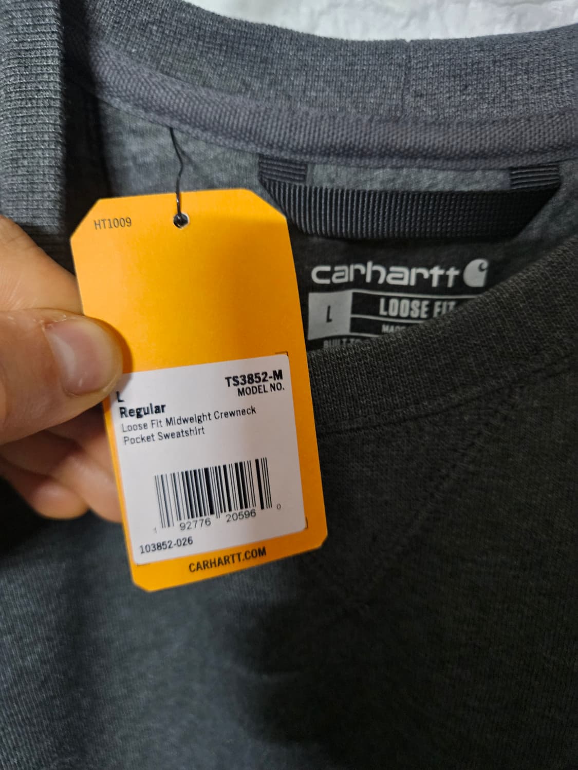 [L]칼하트 기모 포켓맨투맨 차콜 상품이미지4