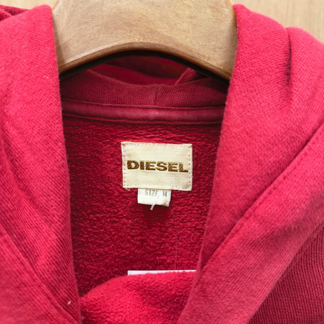 디젤 후드 스웨트 셔츠 빈티지 로고 워싱 프린트 디테일 레드 상품이미지6