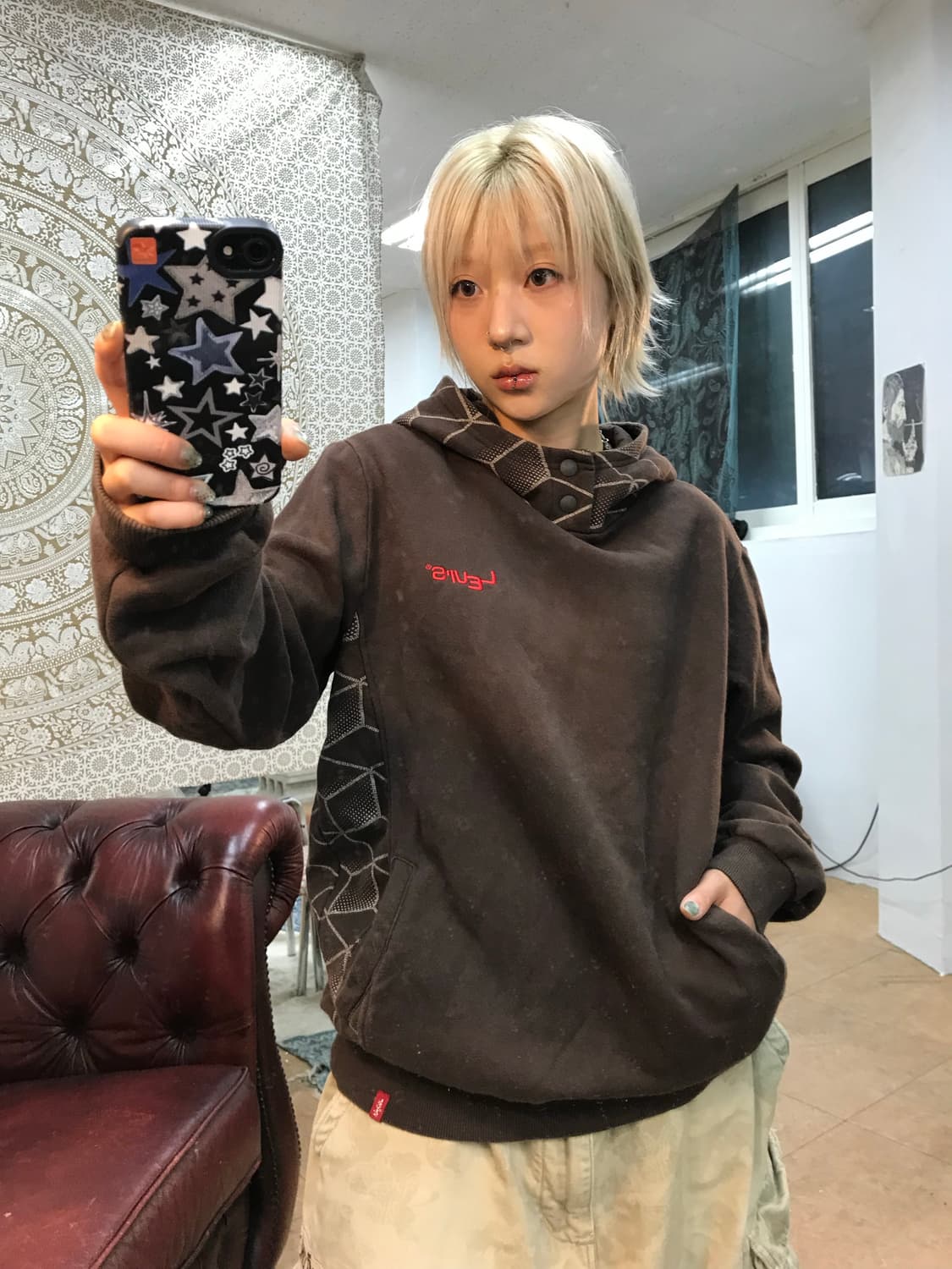 리바이스 자수 기모 후드티  상품이미지1