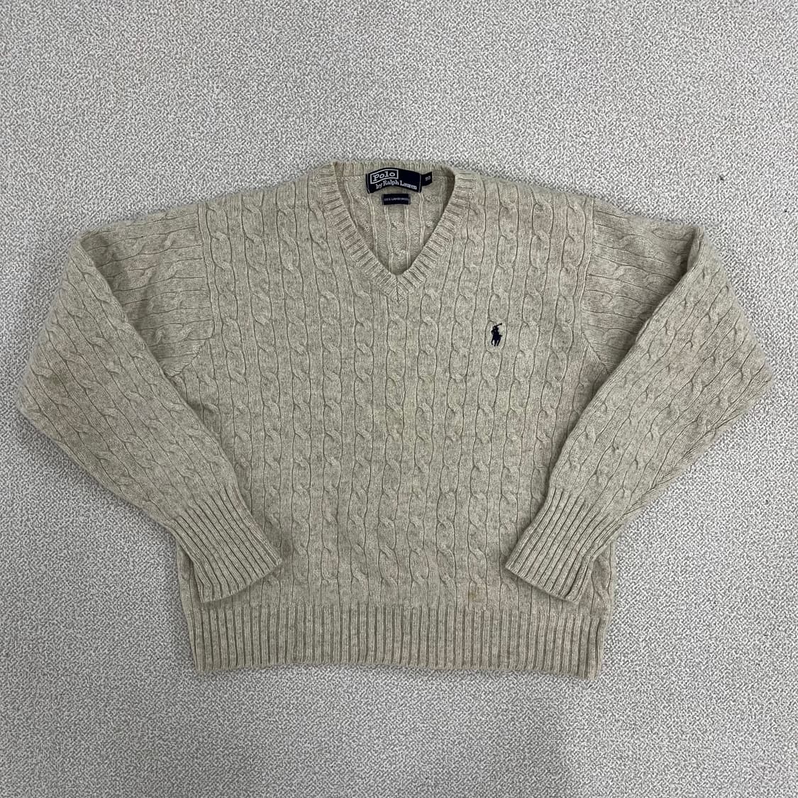 90 폴로 램스울 케이블 브이넥 니트 0203M1 상품이미지1