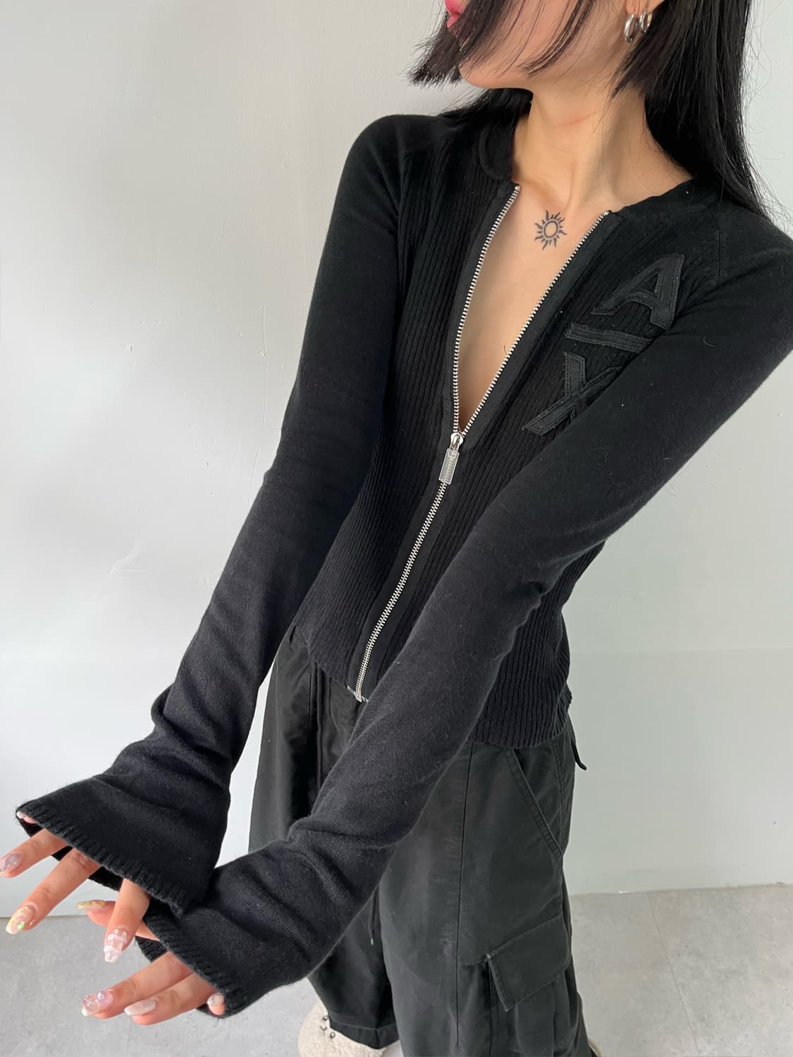 아르마니 익스체인지 슬림핏 골지 집업 상품이미지9