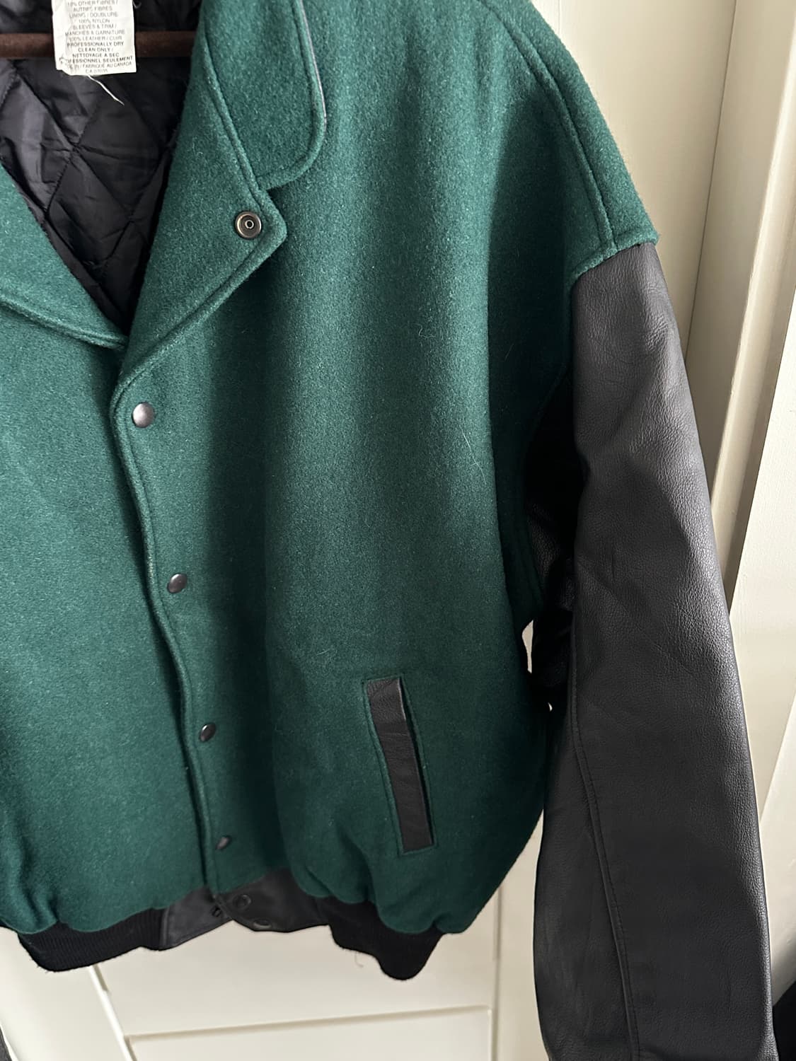 WOLFF 레더 슬리브 바시티 자켓 Made in Canada 상품이미지5