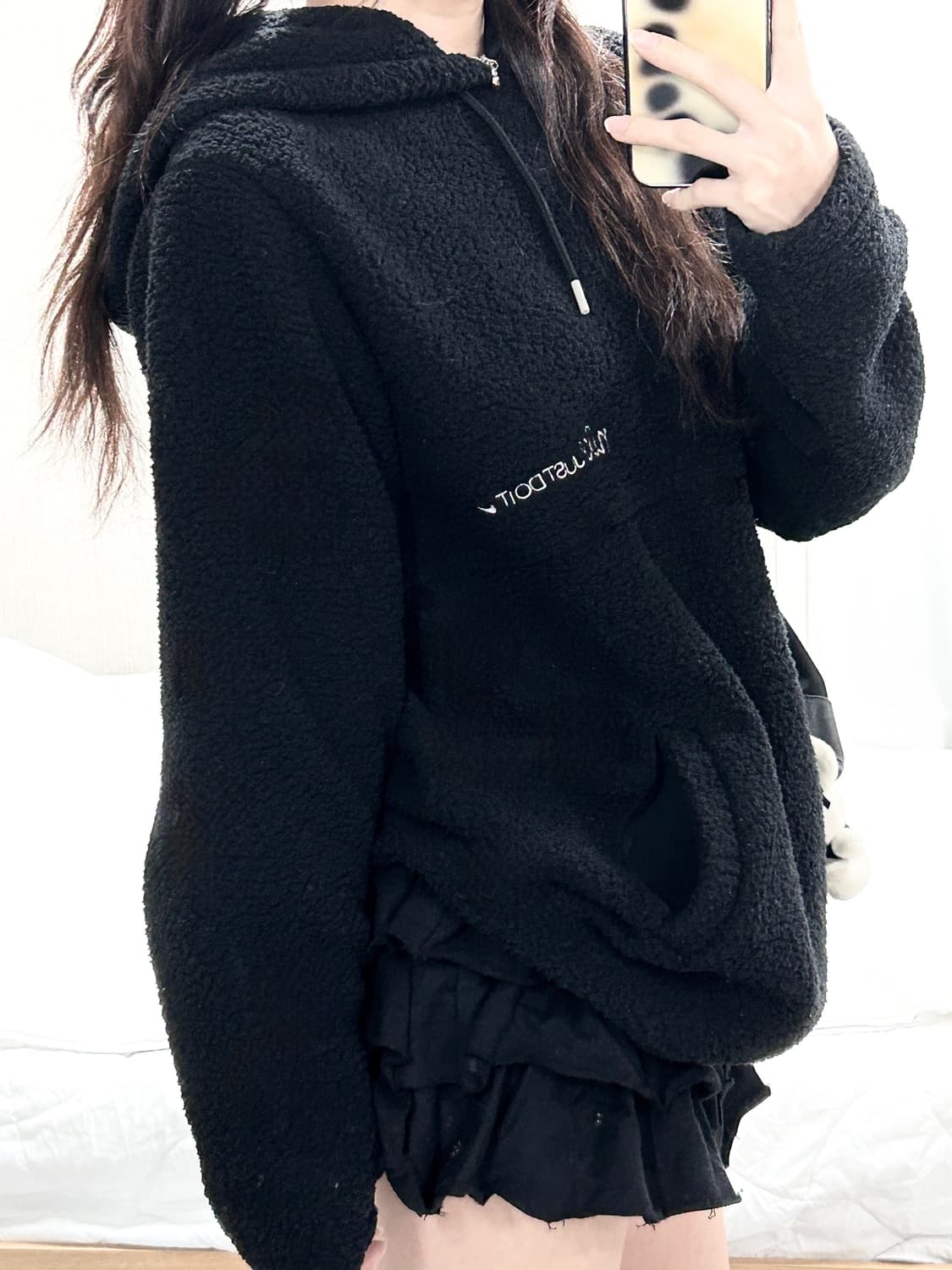 나이키 자수로고 블랙 뽀글이 후드 상품이미지4