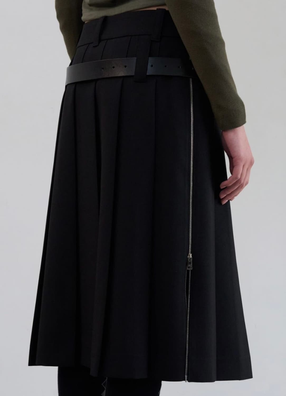 [LCDC] 엘씨디씨 사이드 지퍼 플리츠 미디 스커트 #BLACK (M) 상품이미지3