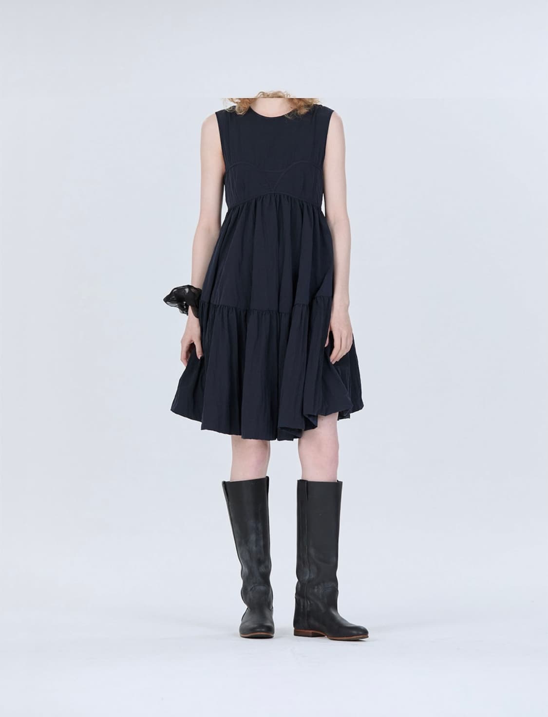 STU 우먼즈 포플린 슬리브리스 드레스 네이비 상품이미지5