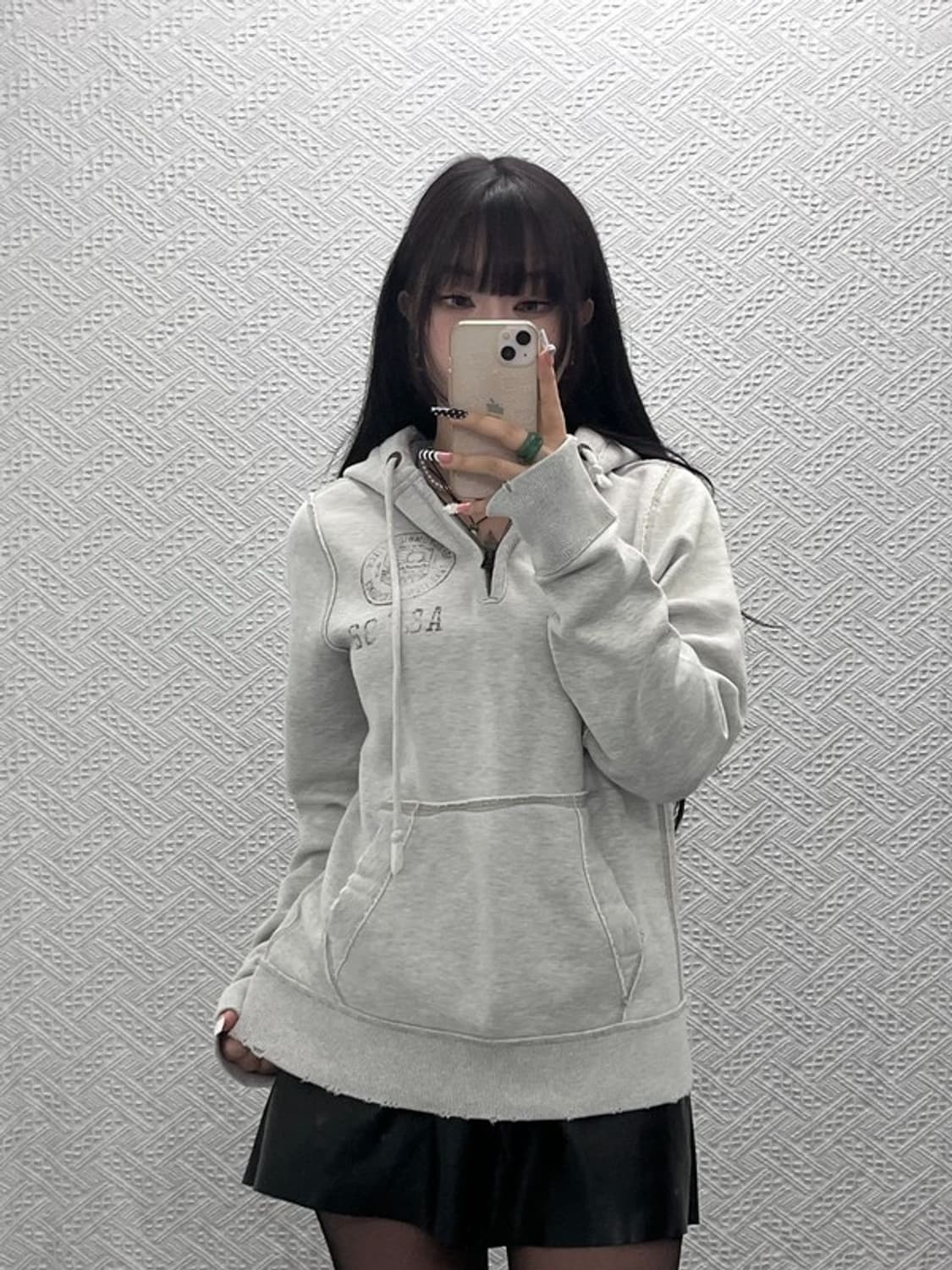 아베크롬비 Y2K 빈티지 데미지 반집업 후드티 M C10478 상품이미지1