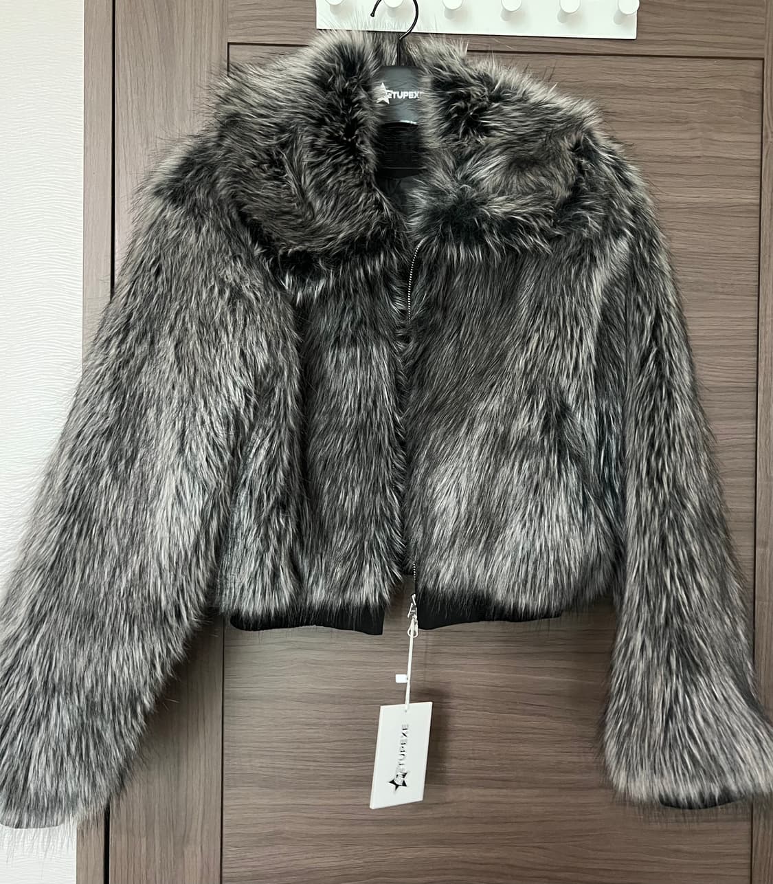 셋업이엑스이 퍼자켓 퍼 숏자켓 차콜 새제품 상품이미지3