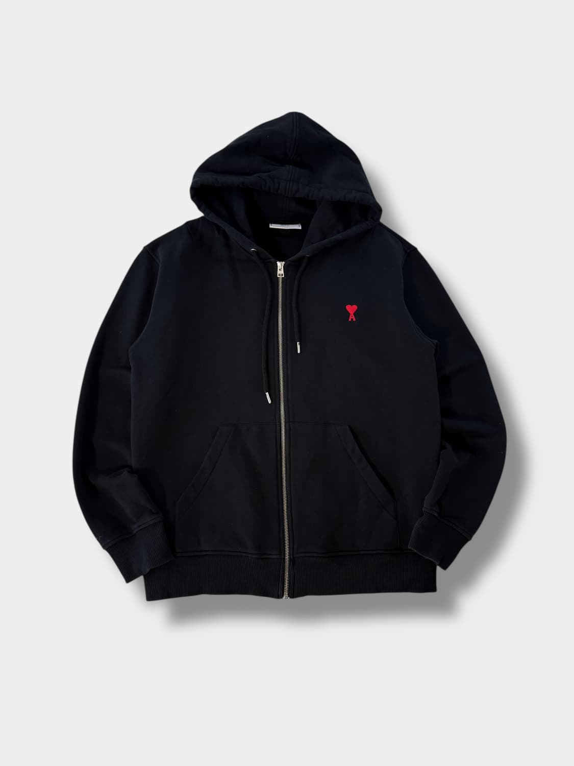 아미 루즈핏 스몰 하트로고 블랙 스웻 후드집업 상품이미지1
