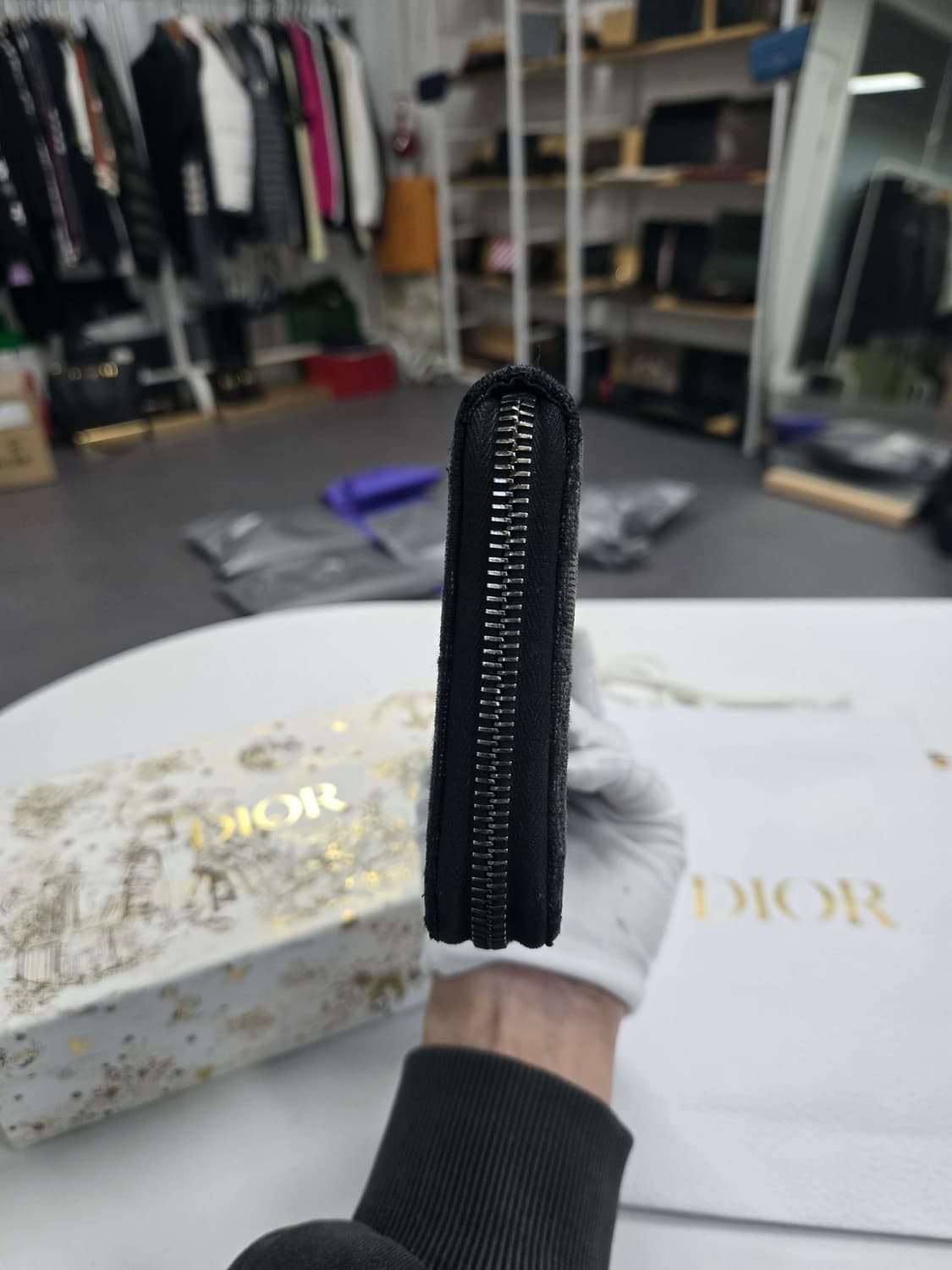 [A급컨디션] 디올 오블리크 지퍼 장지갑 상품이미지4