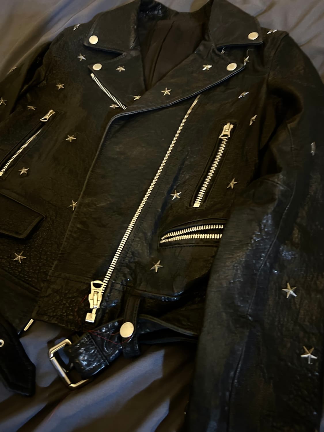 Cow Skin Star Stud Leather Jacket 상품이미지3