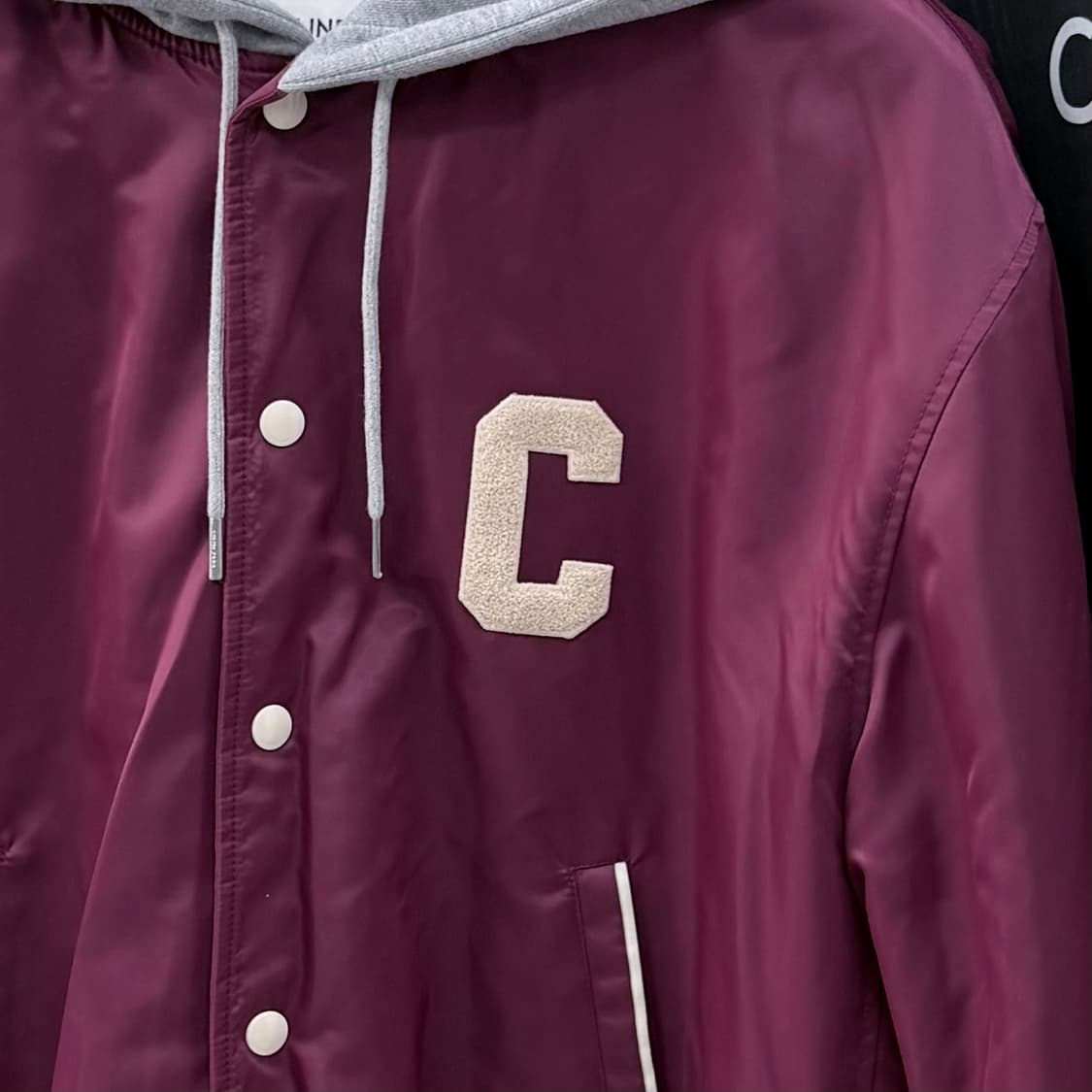 [S+급/52] 셀린느 테디 후드 백로고 봄버 바시티자켓 버건디 상품이미지2